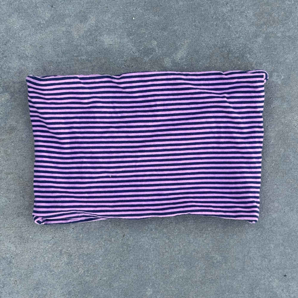 topshop y2k striped pink navy blue tube top strapless 2000s fashion blouse